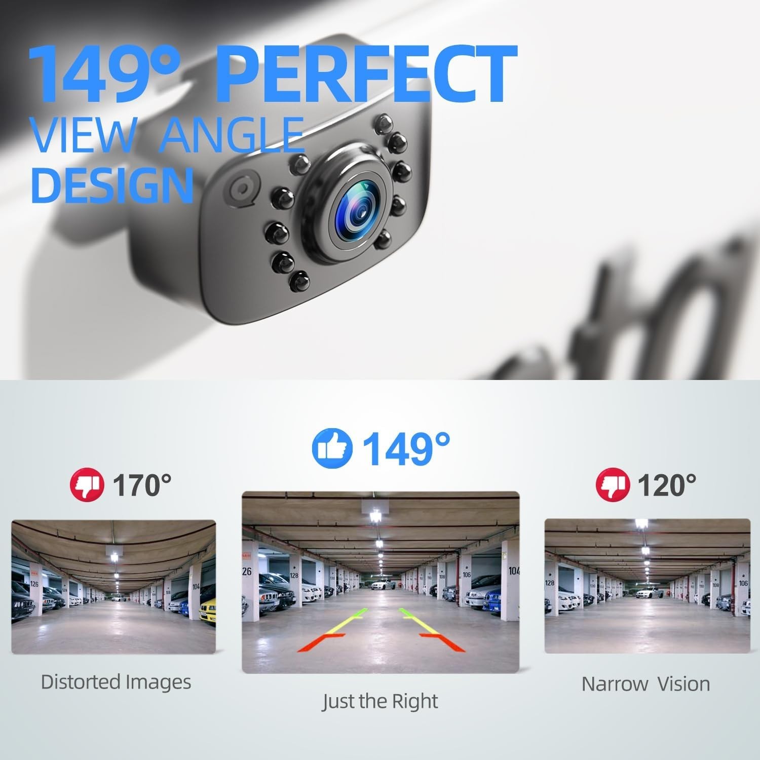 ERT01 HD Backup Camera,Universal Rear View License Plate 149°Night Vision IP69K