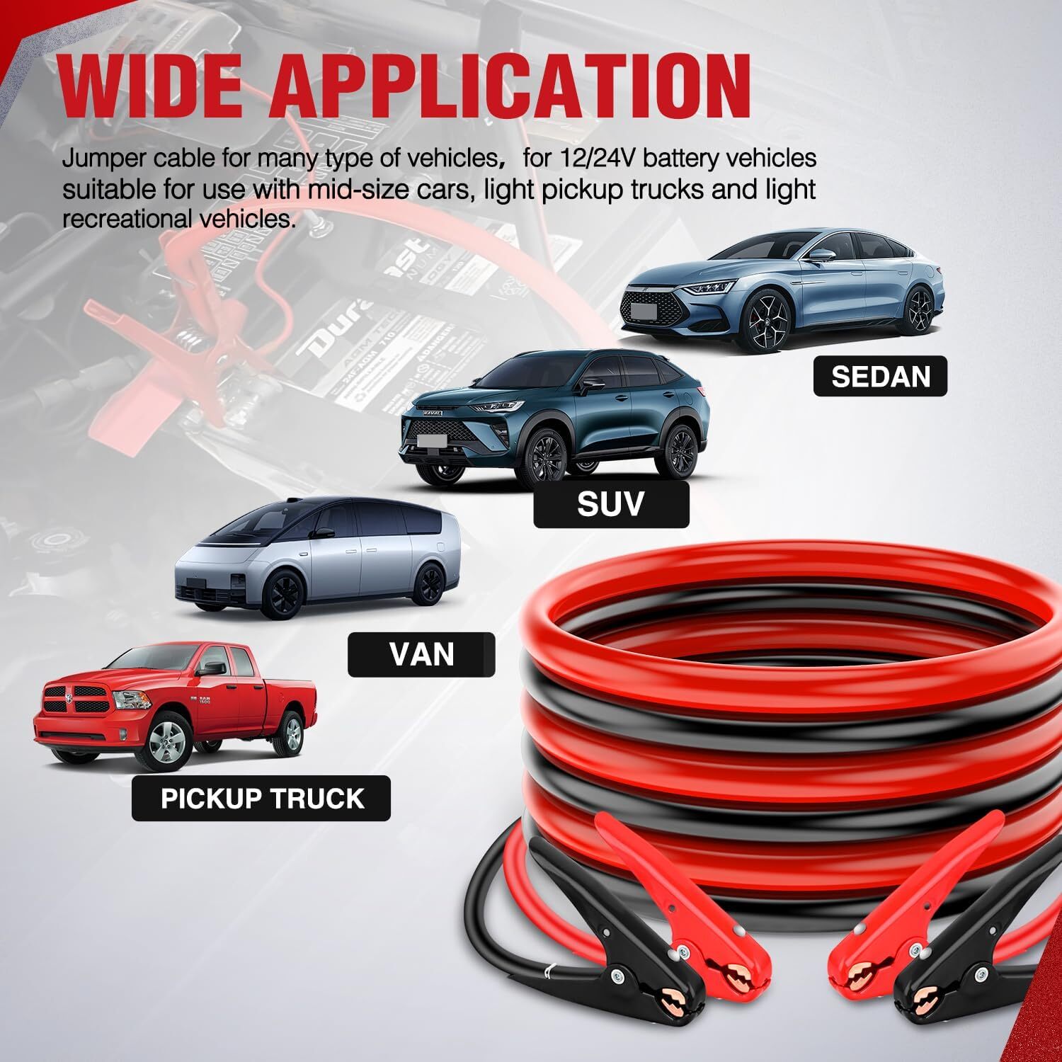 Nilight Jumper Cables for Car Battery 4 Gauge 16FT Booster Cable Heavy Duty 600A