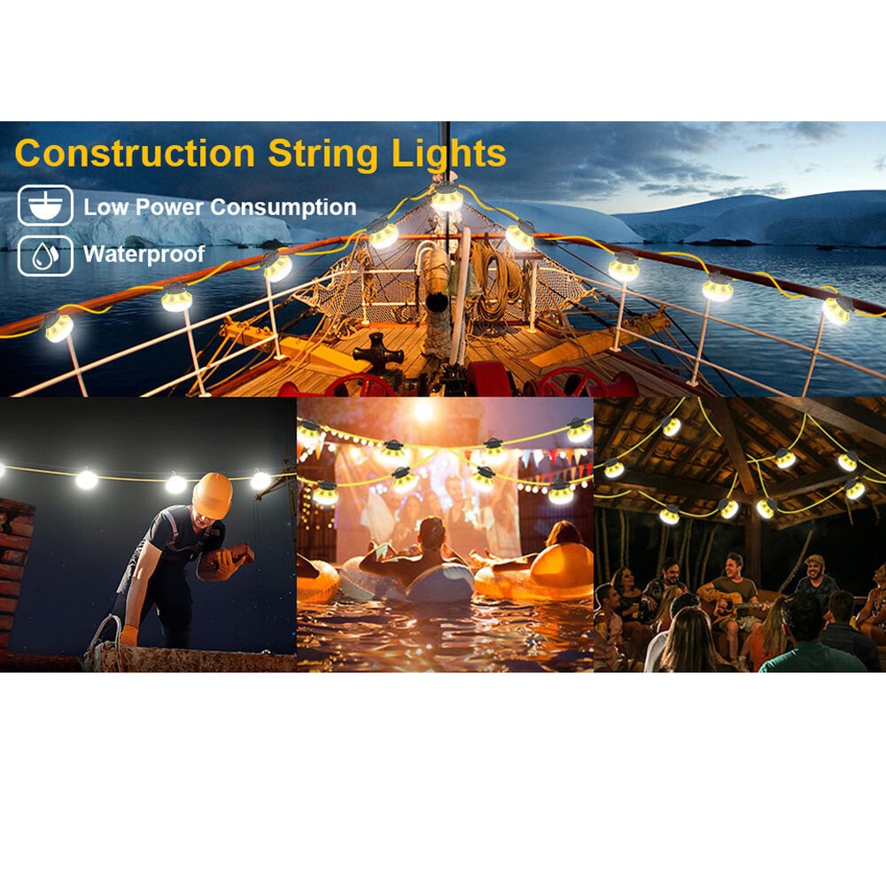 50/100/200FT Construction String Lights LED Industrial Grade LED Work Lights