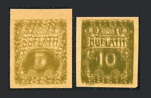 CV869. CZECHOSLOVAKIAN POSTAGE DUES 1919 TEST PROOFS