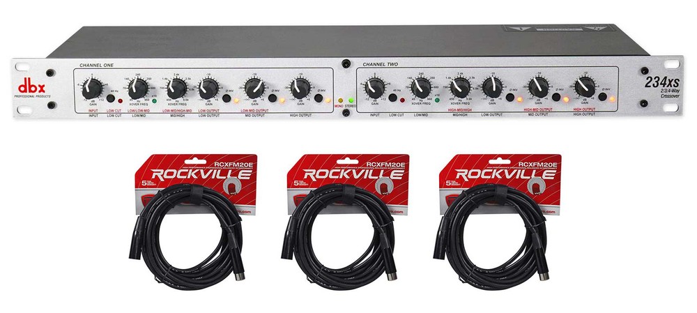 DBX 234XS Rack Mount Stereo 2/3/4-Way Crossover Pro Audio Sound Processor+Cables