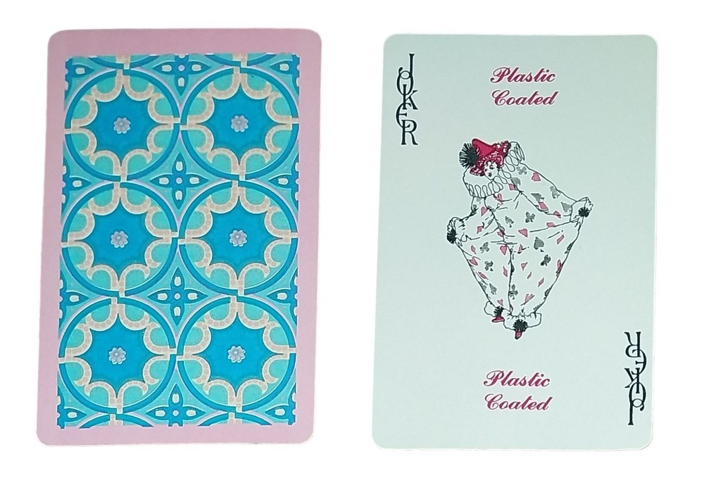 Pink Blue Boho Design Patterns Clown Playing Cards Junk Journal Scrapbook