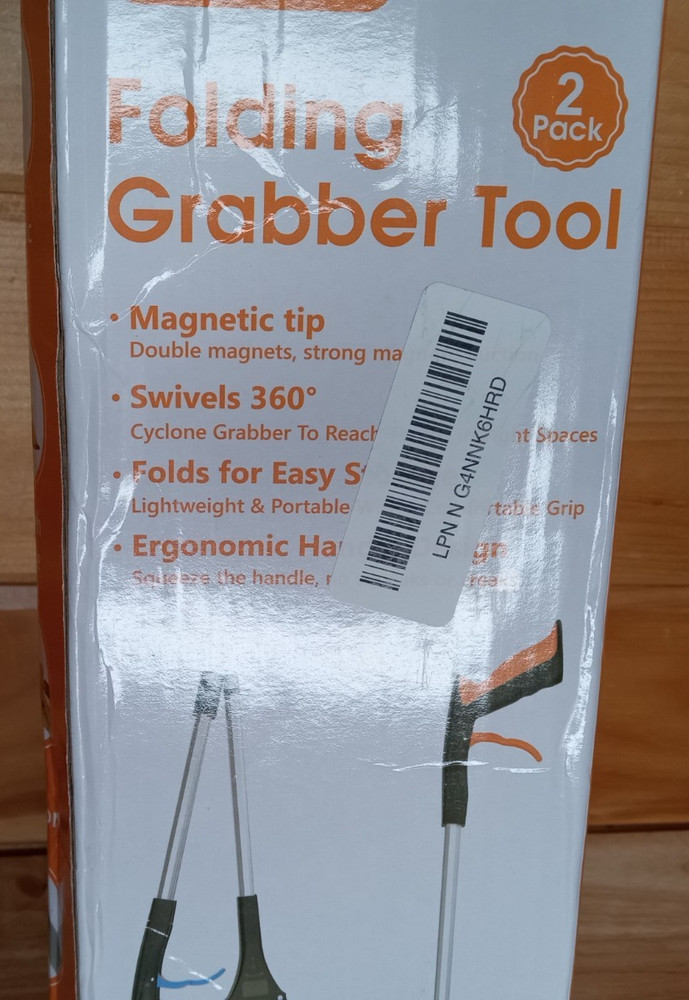 Folding Grabber Tool 2 Pack Magnetic Tip 360 Swivel Open Box Tested