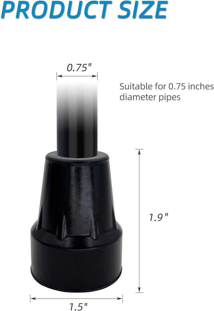 Replacement Cane Tips, 3/4 Inch, Black.