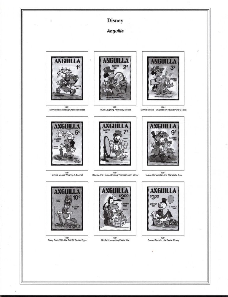 Disney Album Pages - Anguilla in Sheet Protectors - 8 Pages