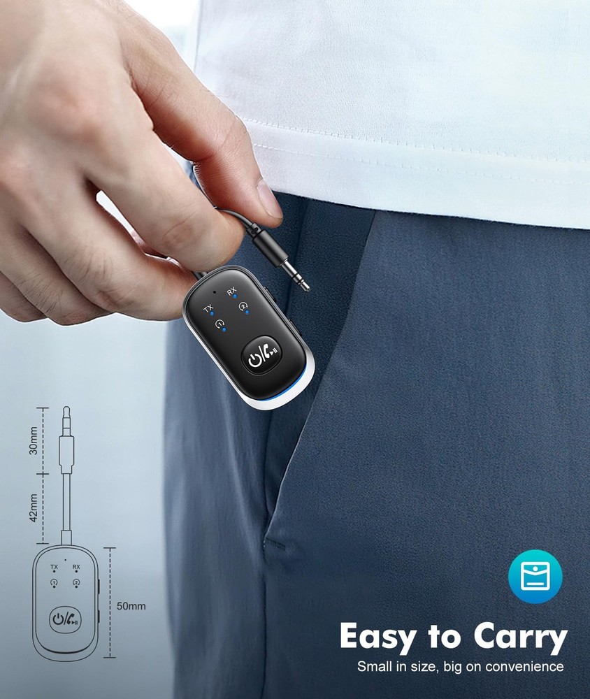 2 in 1 Bluetooth Transmitter Receiver, Wireless Bluetooth 5.3 Adapter - Dual ...