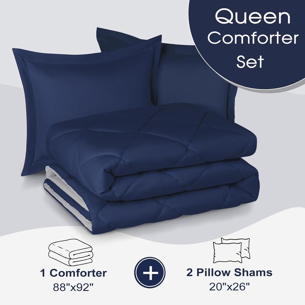 Queen Comforter Set Navy Blue Comforter Set Queen Size Reversible Bed Comforter