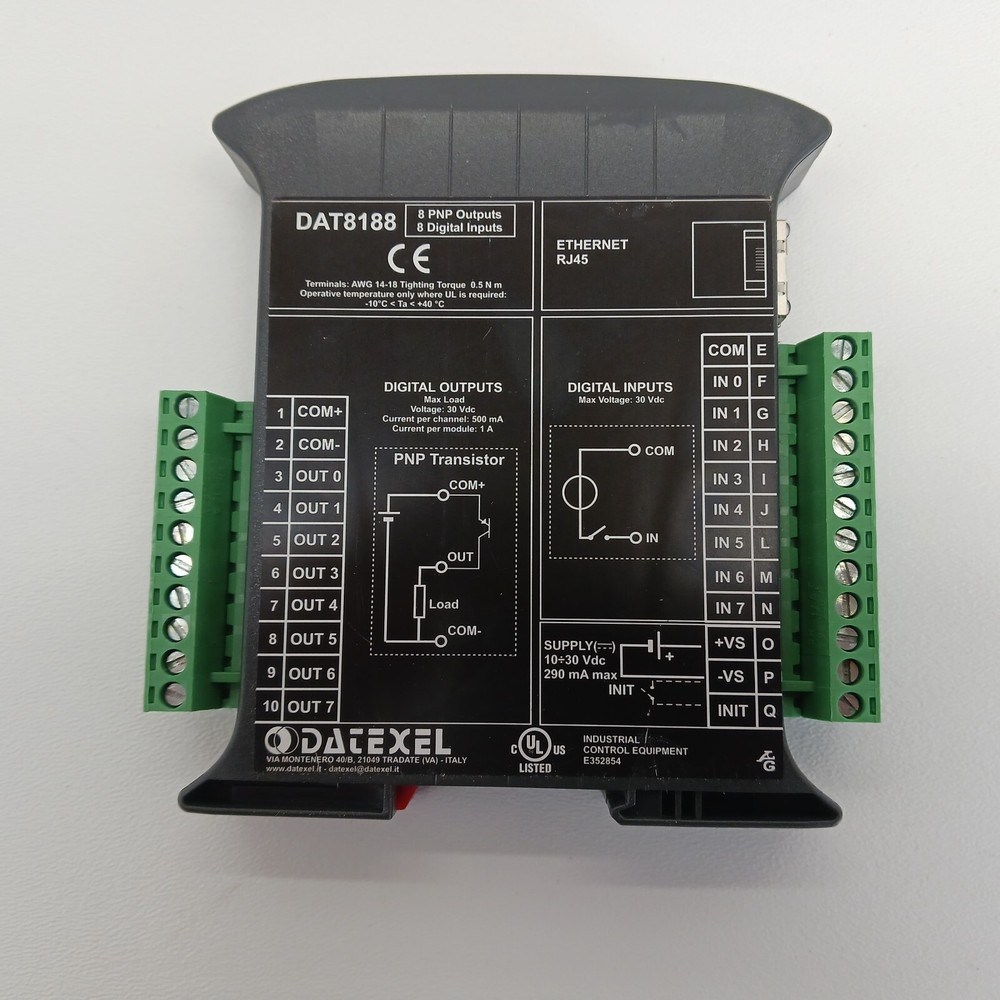 Modbus TCP with 8 Digital inputs and 8 PNP Digital Outputs DAT8188