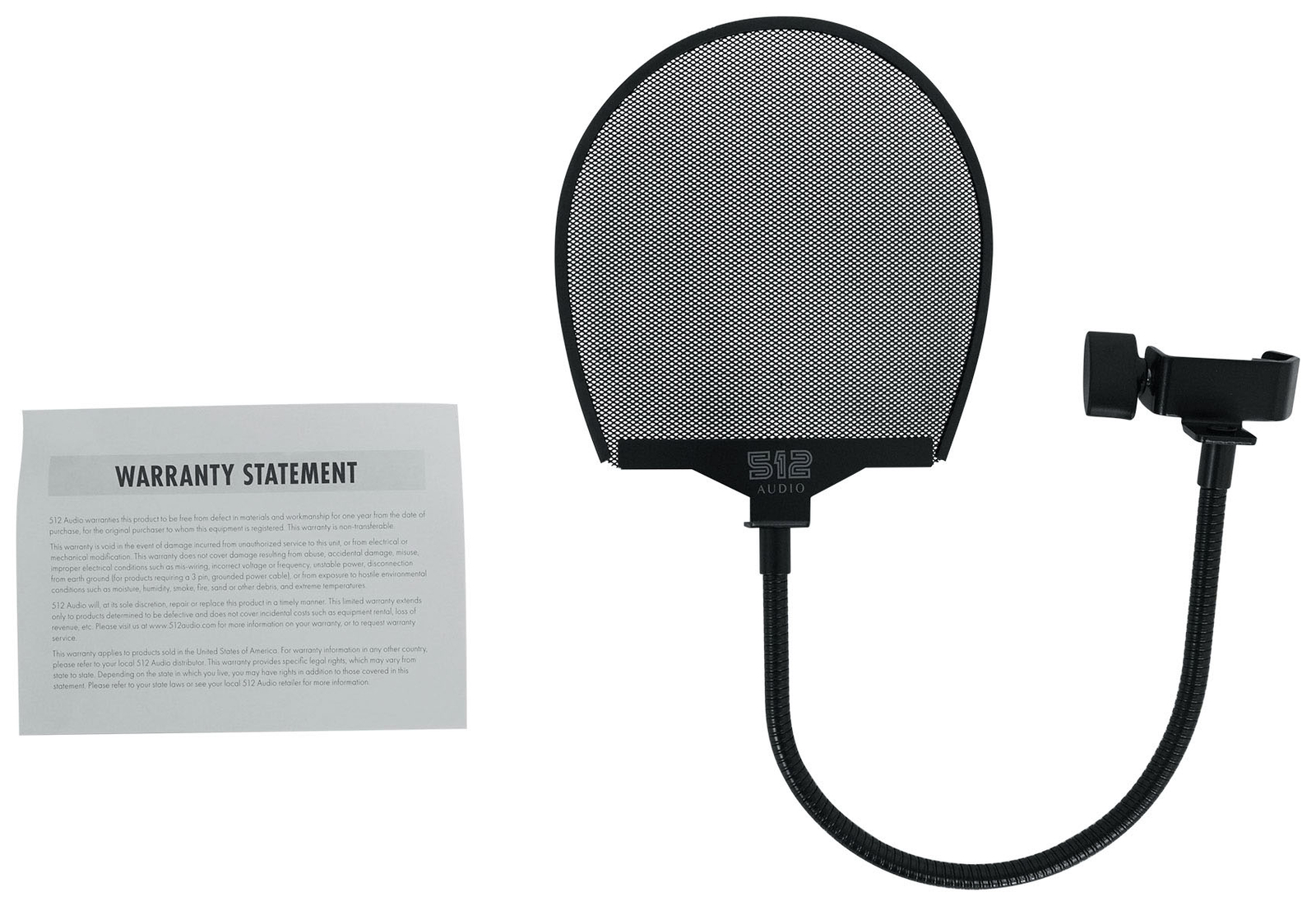 512 Audio Warm Audio 512-POP Professional Metal Pop Filter w Gooseneck Clamp