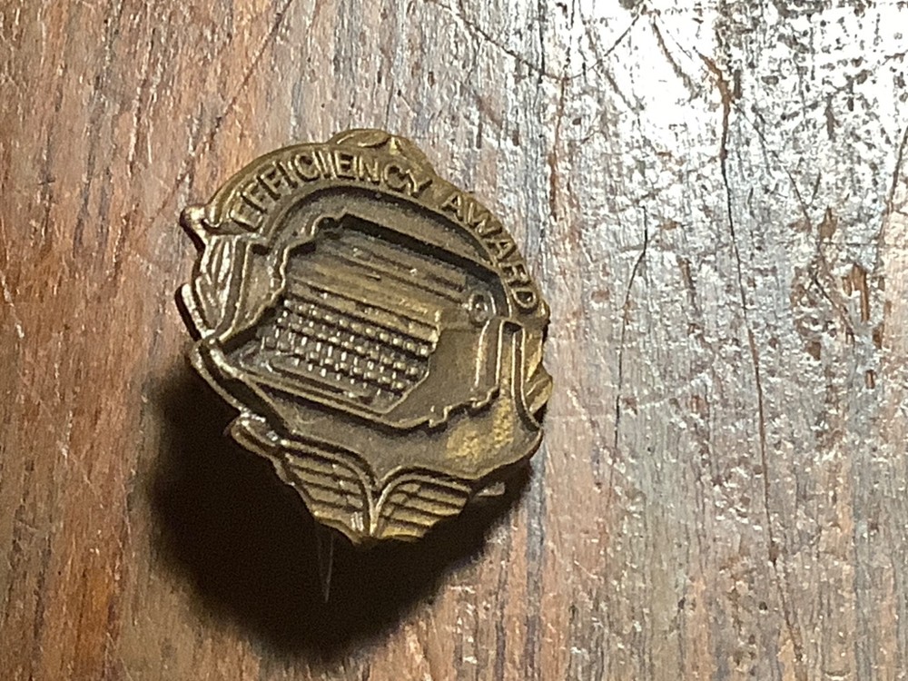 Typing Efficiency Award Lapel Pin Winged Foot Typewriter
