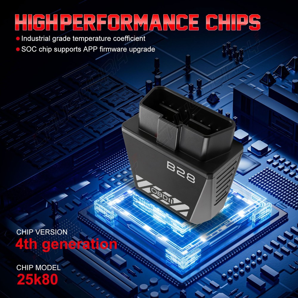 B28 OBD2 Bluetooth 5.1 25K80 Scanner OBDII Car Diagnostic Tool Check Engine