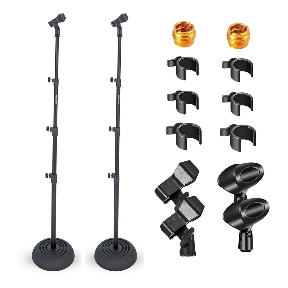 5Core Mic Stand Floor Adjustable Round Base Universal Metal Microphone Stands