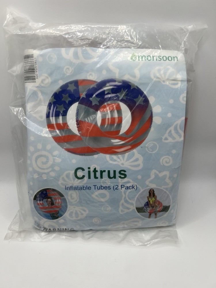 Monsoon Citrus American Flag Inflatable Pool Tubes 2 Pack B104