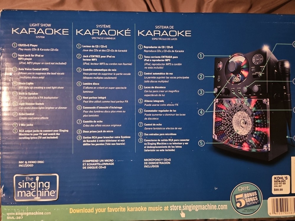 the singing machine karaoke SML387