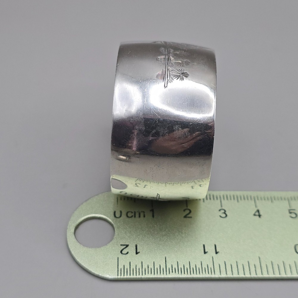 Sterling Silver Napkin Ring Engraved River Scene