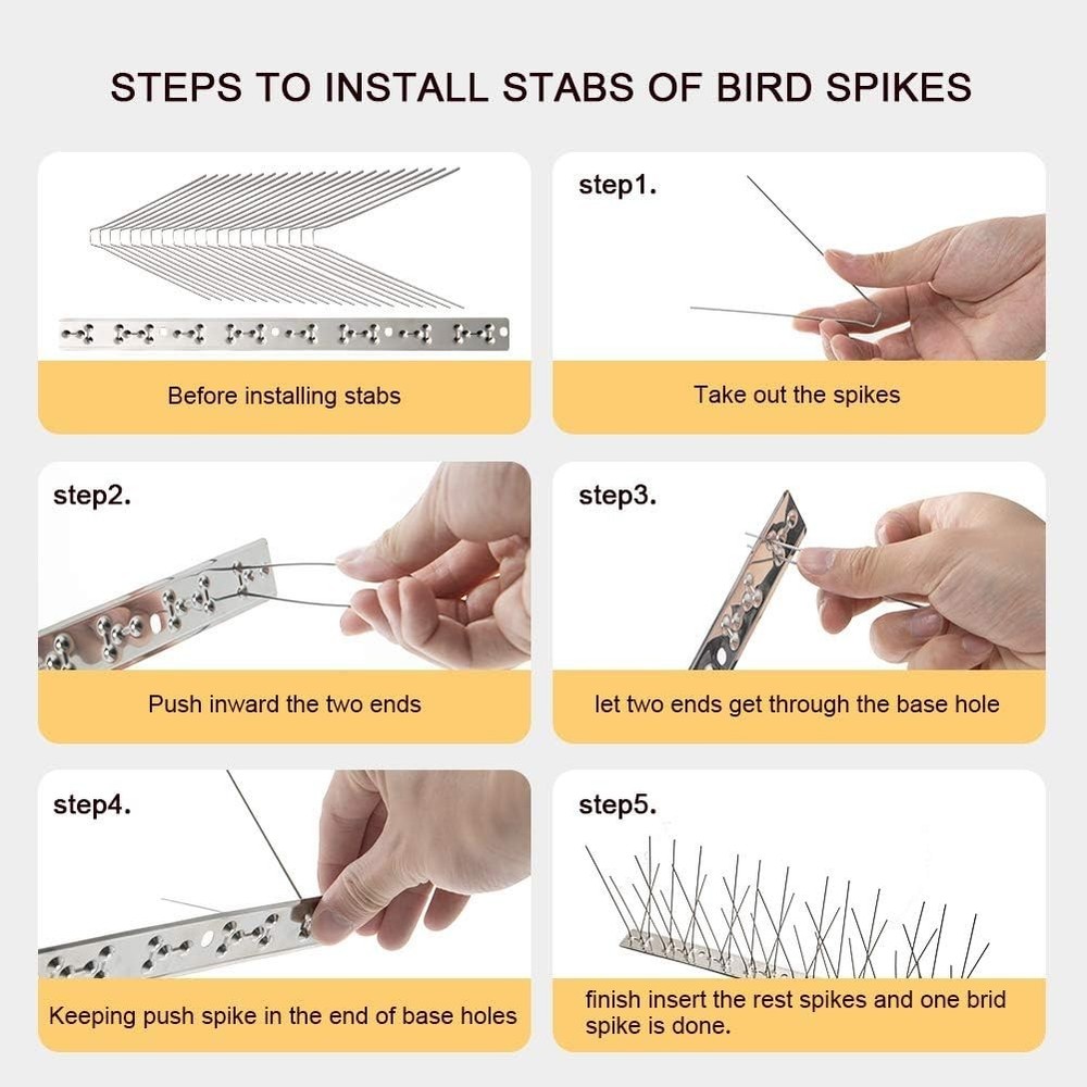 Stainless Steel Bird Control Spikes - 17ft Full Coverage