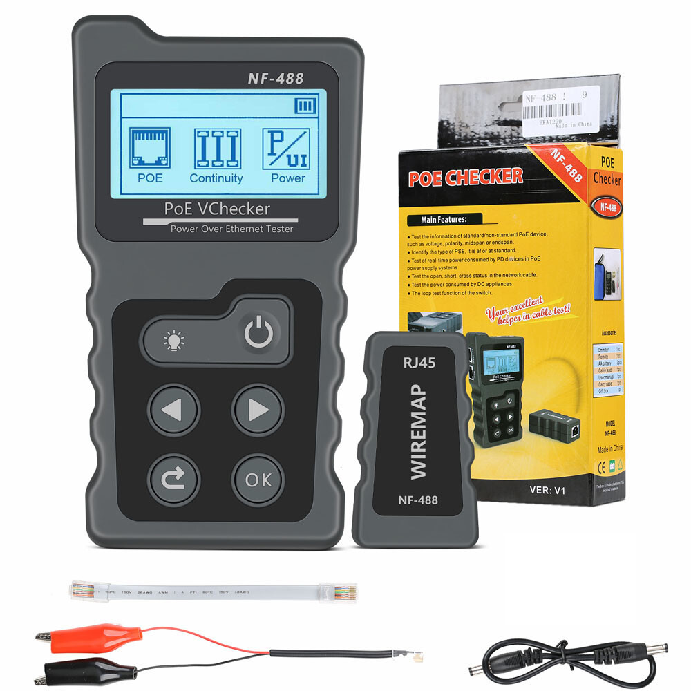 Noyafa PoE Checker Inline PoE Voltage and Current Tester with Cable Tester