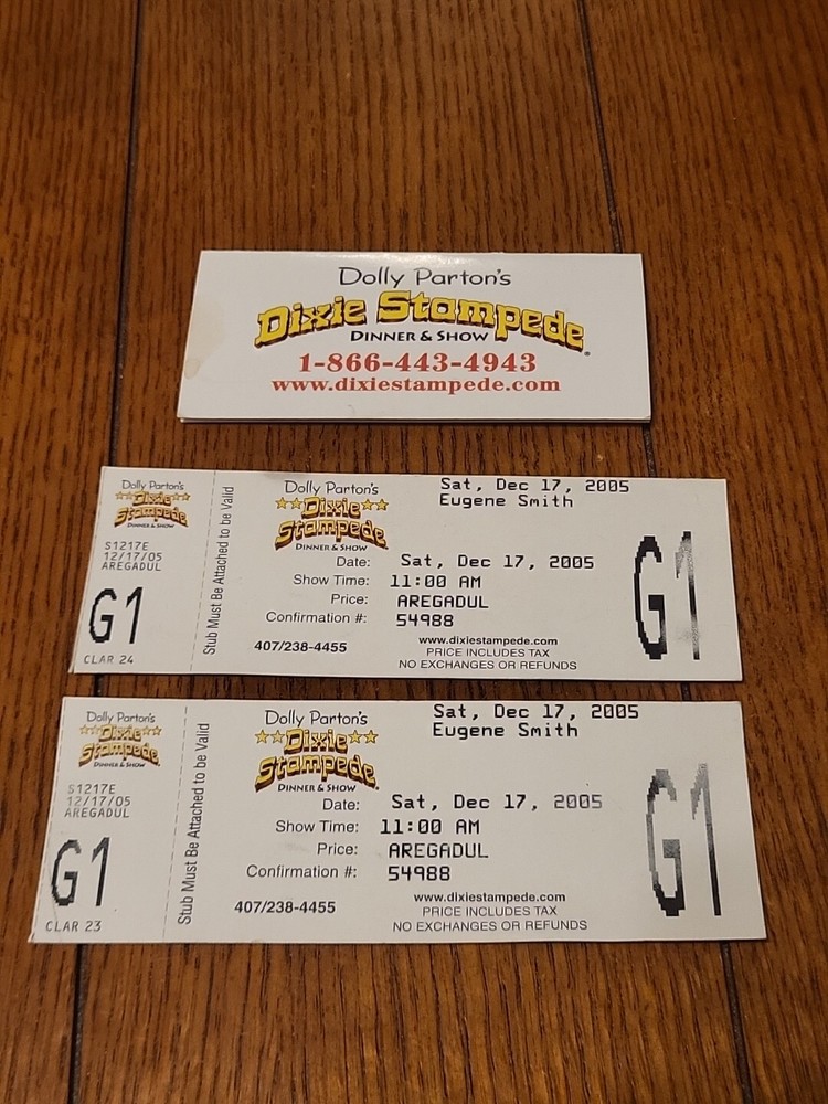 2 Dolly Parton's Dixie Stampede Tickets 2005
