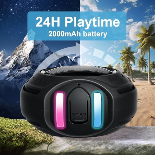 Bluetooth Shower Speaker Waterproof, Portable Bluetooth Speakers Black