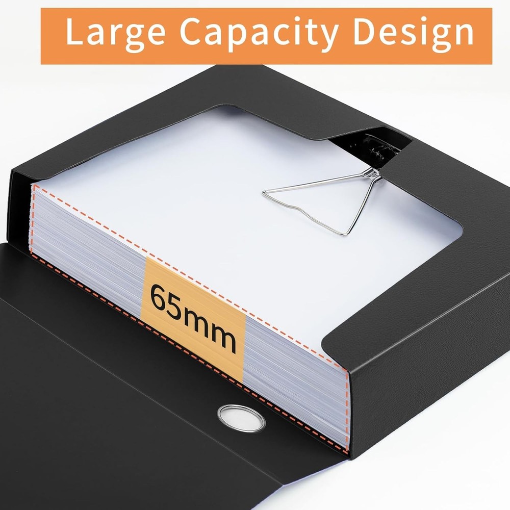 2 Pack A4 Document Storage Boxes with 65mm Spine - Lightweight & Waterproof