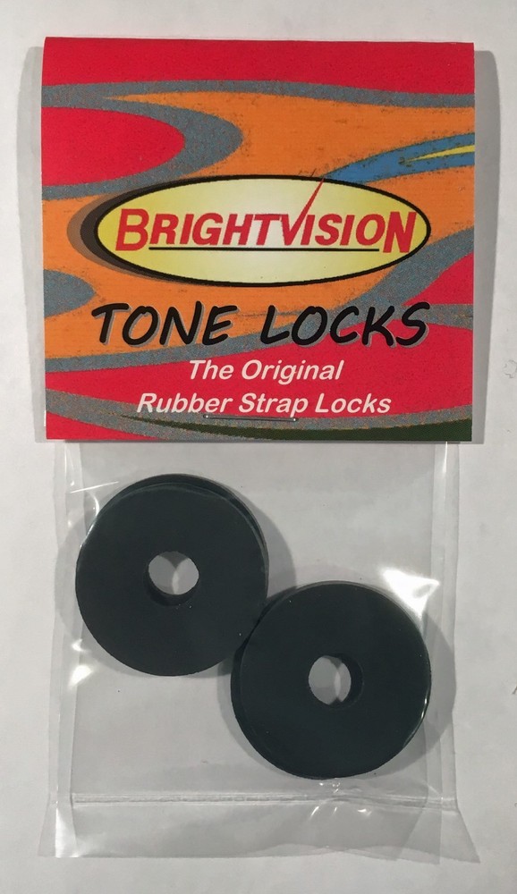 Four BLACK Rubber Guitar Strap Locks - Famous Classic Design & Great Reliability