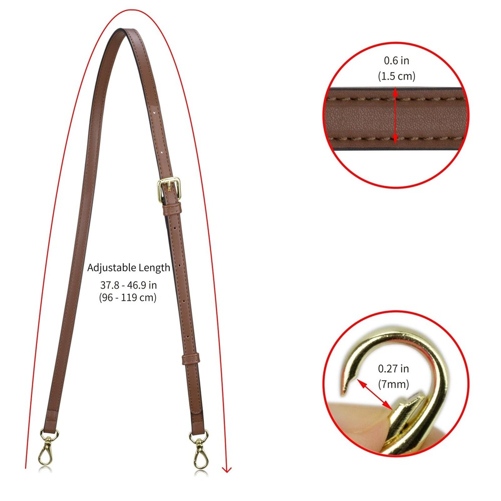 Allzedream Leather Purse Strap Replacement Crossbody Medium, Dark Brown