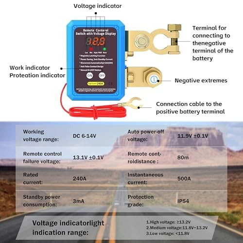 Kill Switch for Car with Led 12V 240A Disconnect Switch with LED Display