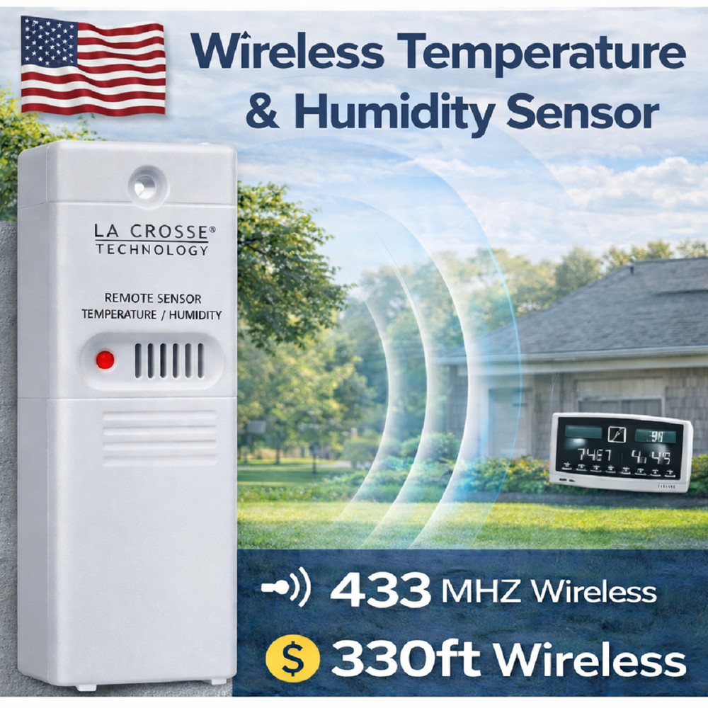 La Crosse Wireless Outdoor Temperature & Humidity Sensor - Fast, Accurate