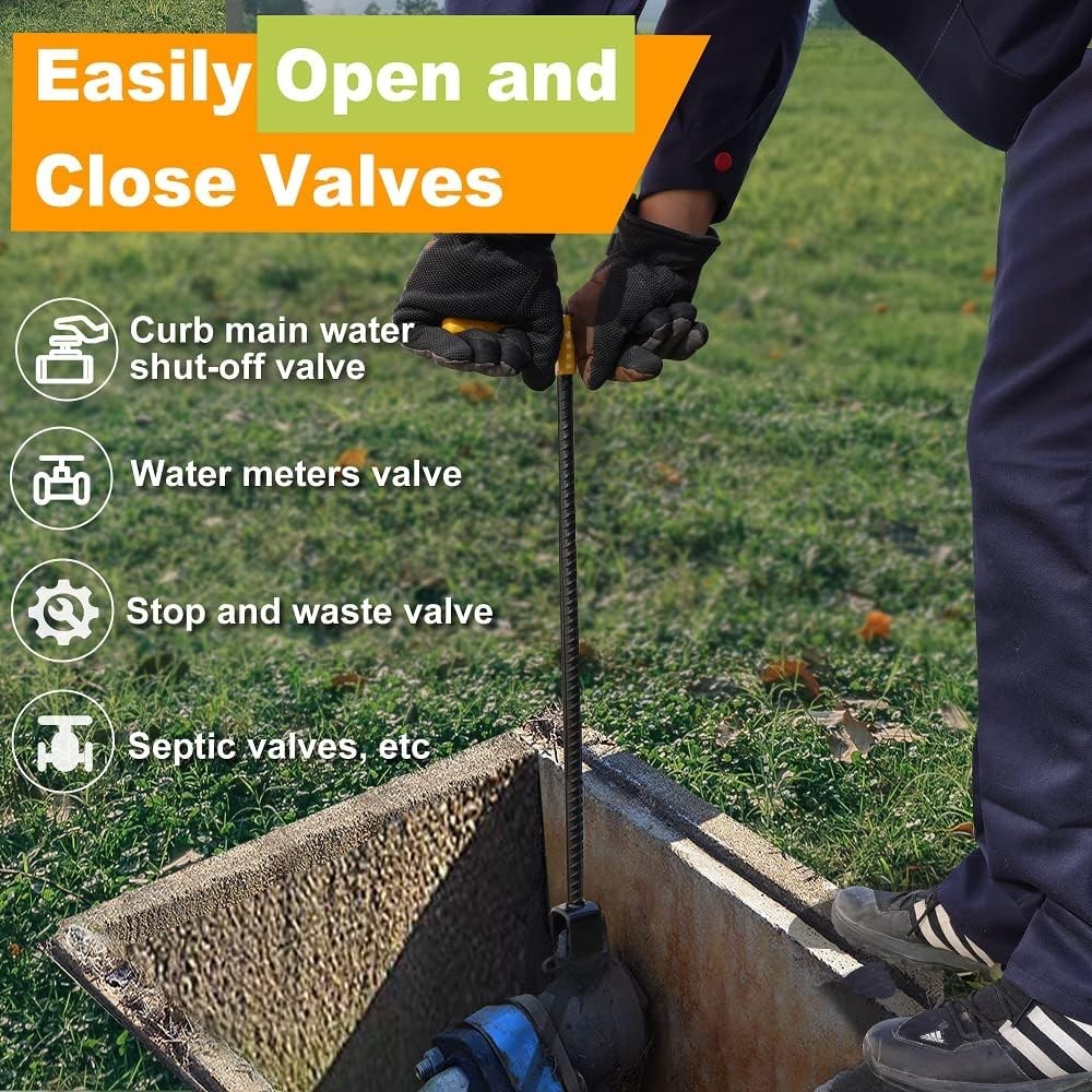 Durable 17-Inch Water Meter and Valve Tool with 4-Way Key for Maximum Efficiency