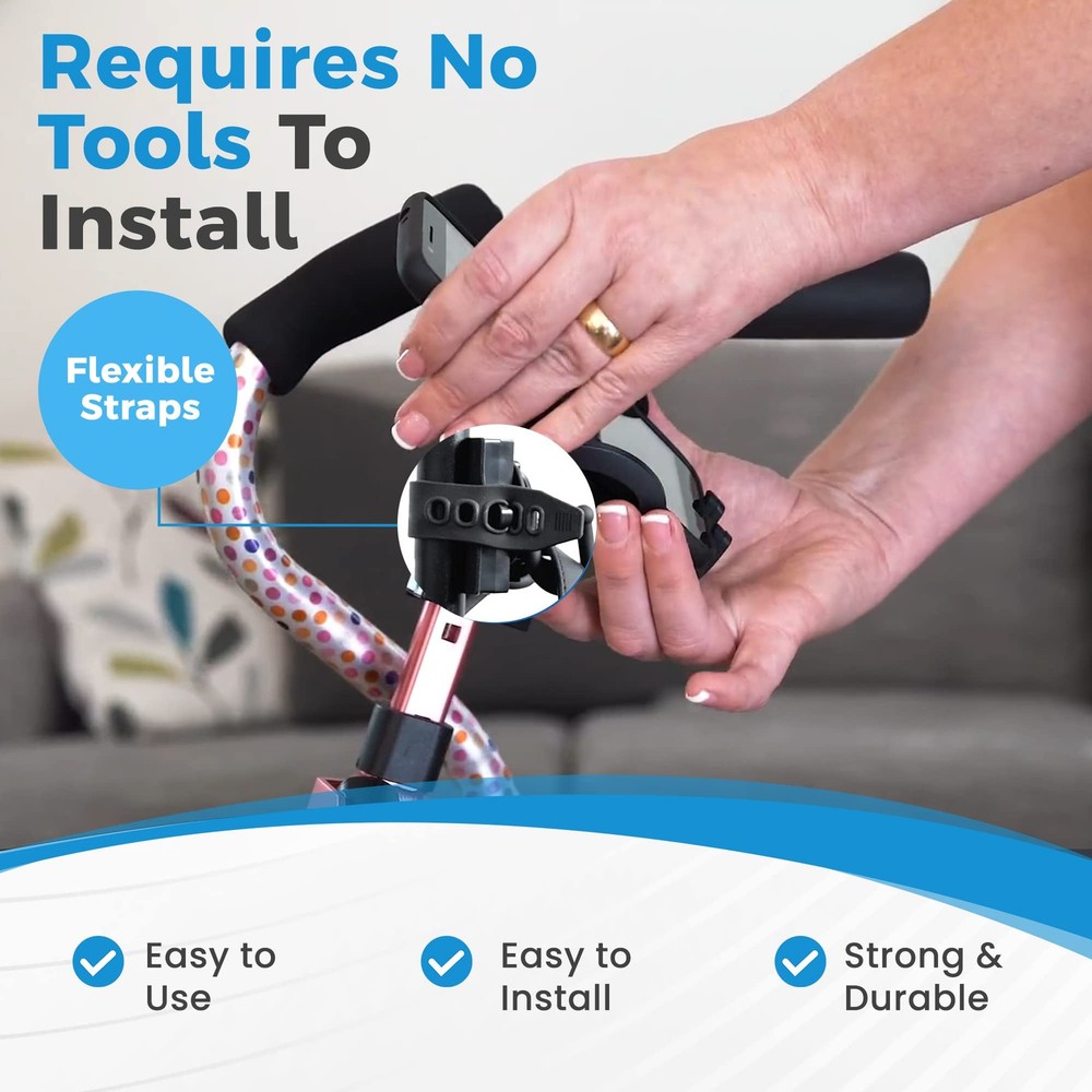 Mobility Combo Pack, Hook, Phone and Cup Holder for Walker, Portable Beverage...