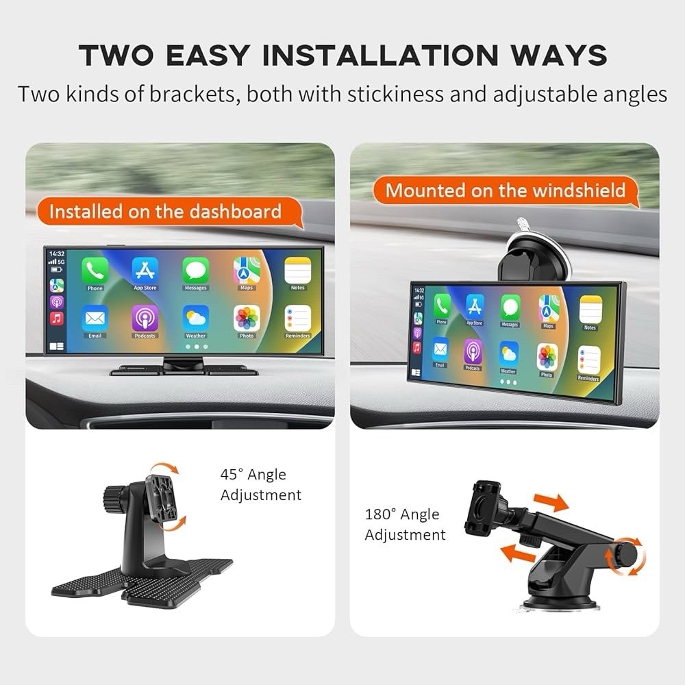 Largest 11.5" Portable Carplay Screen for Car, 4K Wireless Car Play & Black