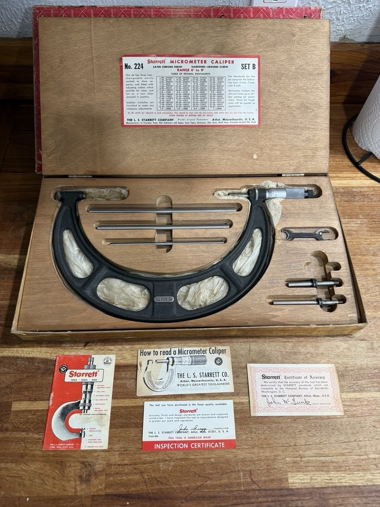 STARRETT 224 INTERCHANGEABLE  MICROMETER 6"-9" .001 MACHINIST TOOLS