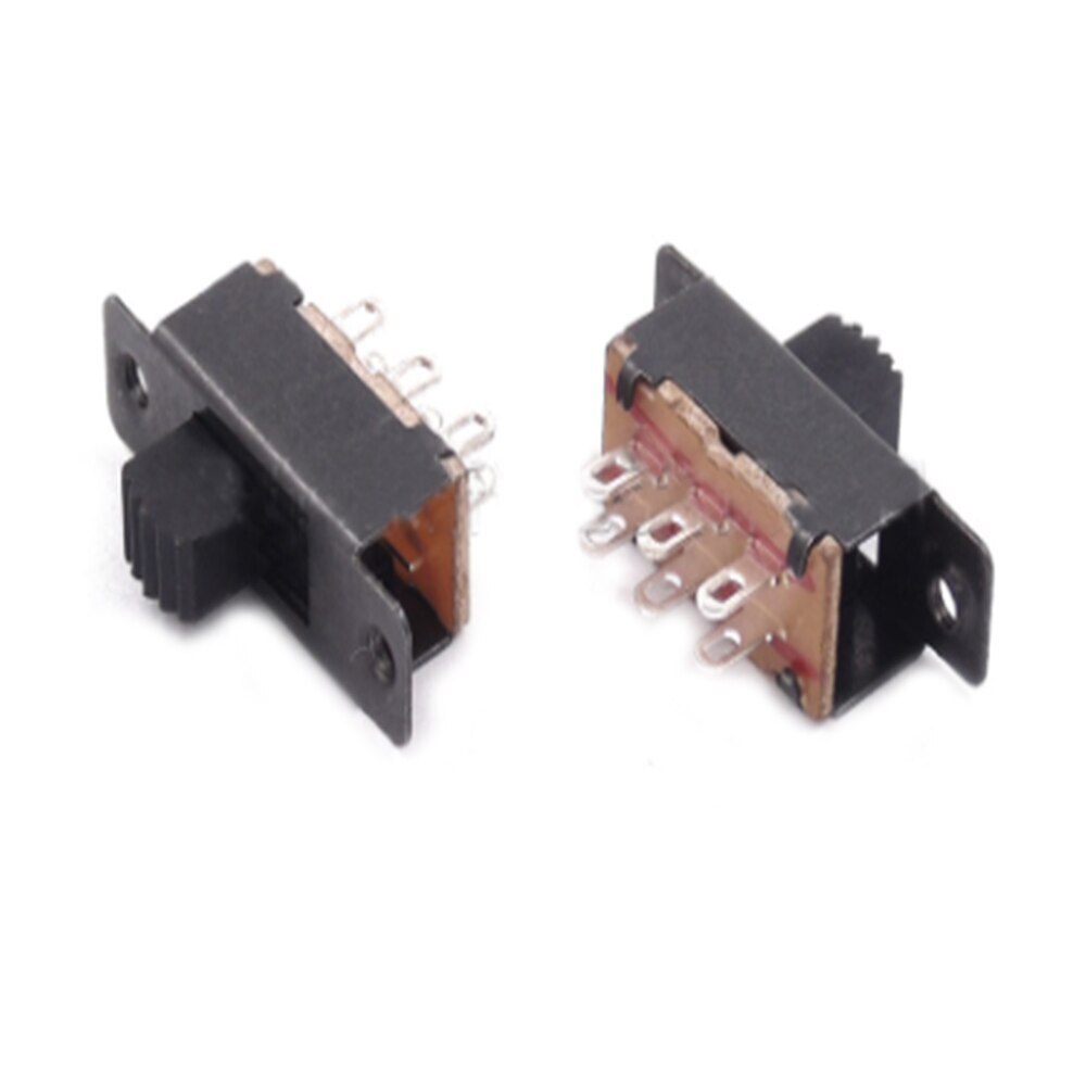 10pcs Toggle Switch 2 Position 6 Pins DPDT 2P2T Panel Mount Slide Switch 125VAC