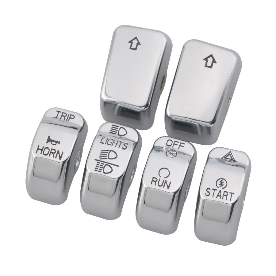 6pcs Chrome Hand Control Switch Housing Button Cap for Harley Softail 2012-2015