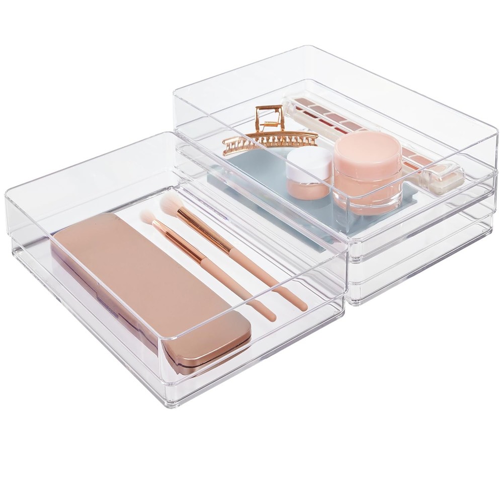 SimpleSort 3-Piece Stackable Clear Drawer Organizer Set | 9" x 6" x 2" Rectan...