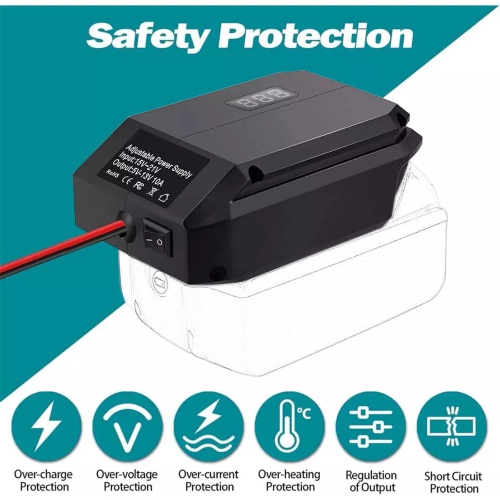 Adjustable Voltage Step Down Converter 18V to 5V-13V for Ozito Einhell Battery