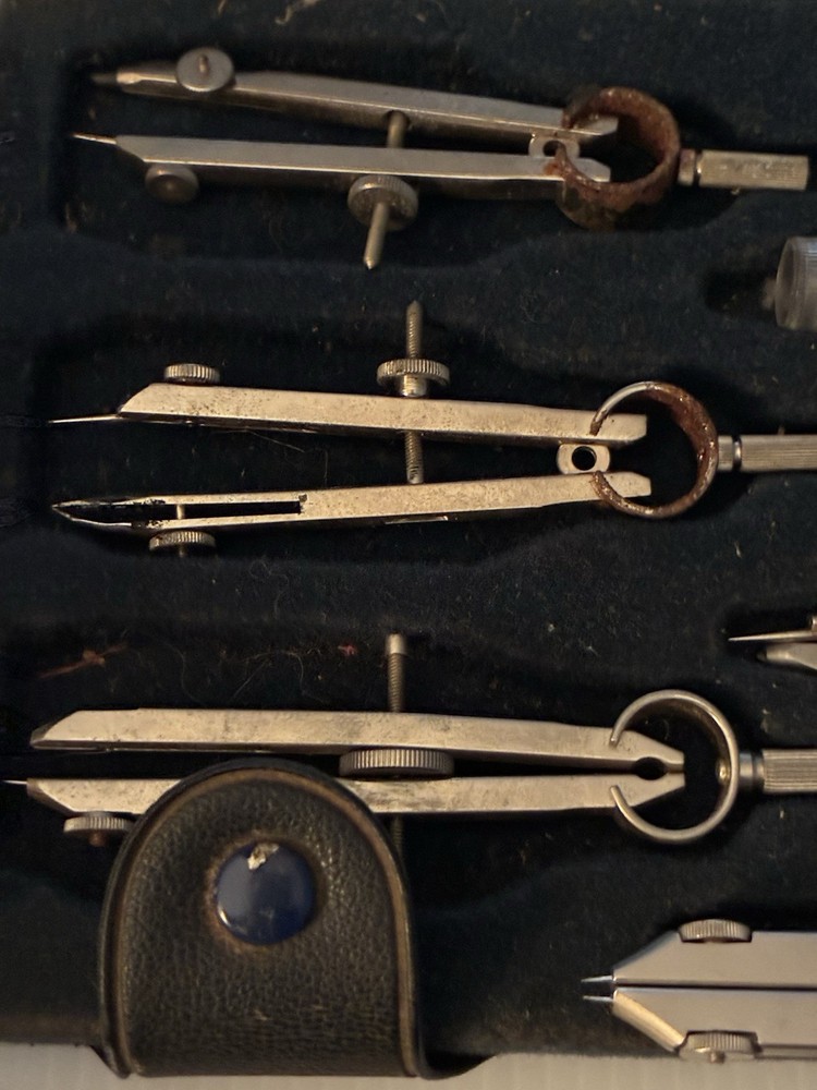 Drafting Set In Case Not Complete Vintage READ DESCRIPTION