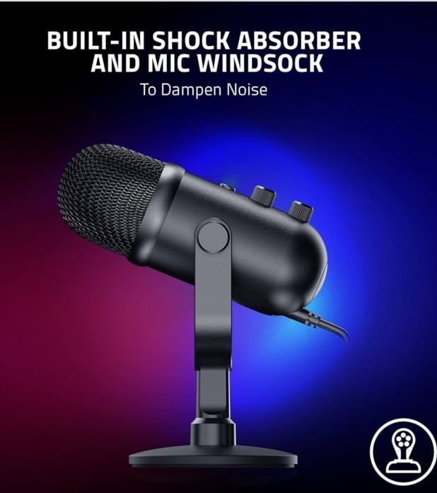 onn USB Dual-Pattern Podcasting Microphone, Mute Button, Adjustable Stand, Black