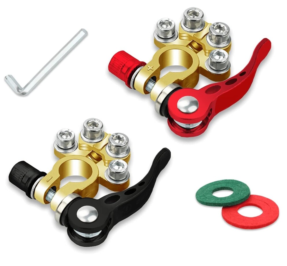 (2Pcs) Car Battery Terminal Connector Clamp Quick Release Adjust Disconnect Tool