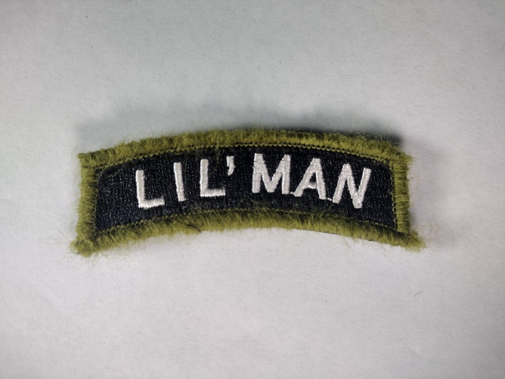 LIL' MAN Rocker Tab Patch OD Green Hook & Loop Embroidered