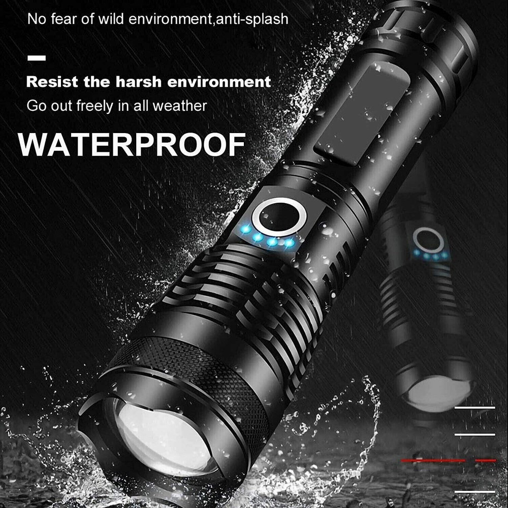 Super Bright Powerful Flashlight XHP70.2 Rechargeable Zoom Torch