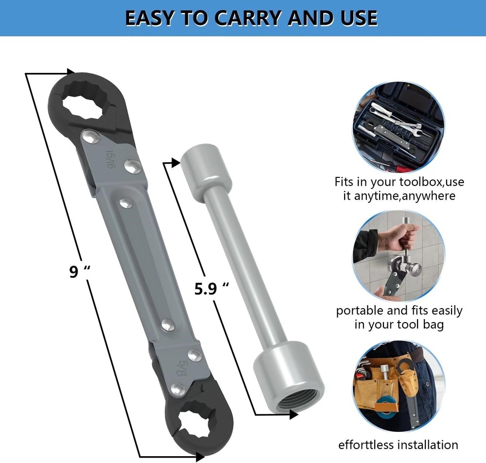Plumbing Tools Angle Stop Removal Wrench Kit Removing Compression Ring Angle-On
