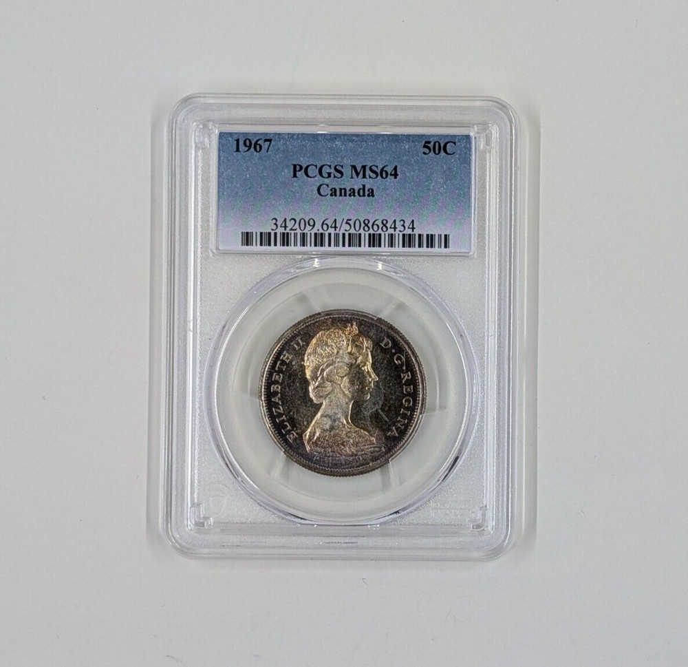 1967 Canada Half Dollar 50C PCGS MS64 Toned