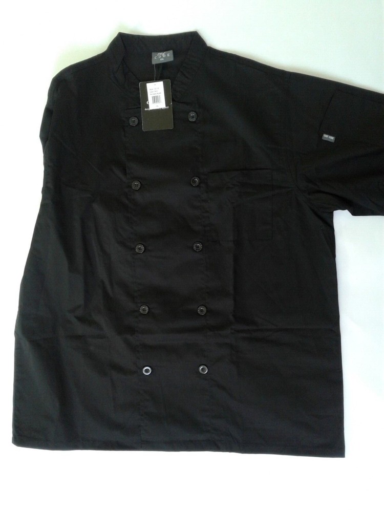 Chef Code Men's XXL Double Breasted Chef's Jacket Coat BLACK
