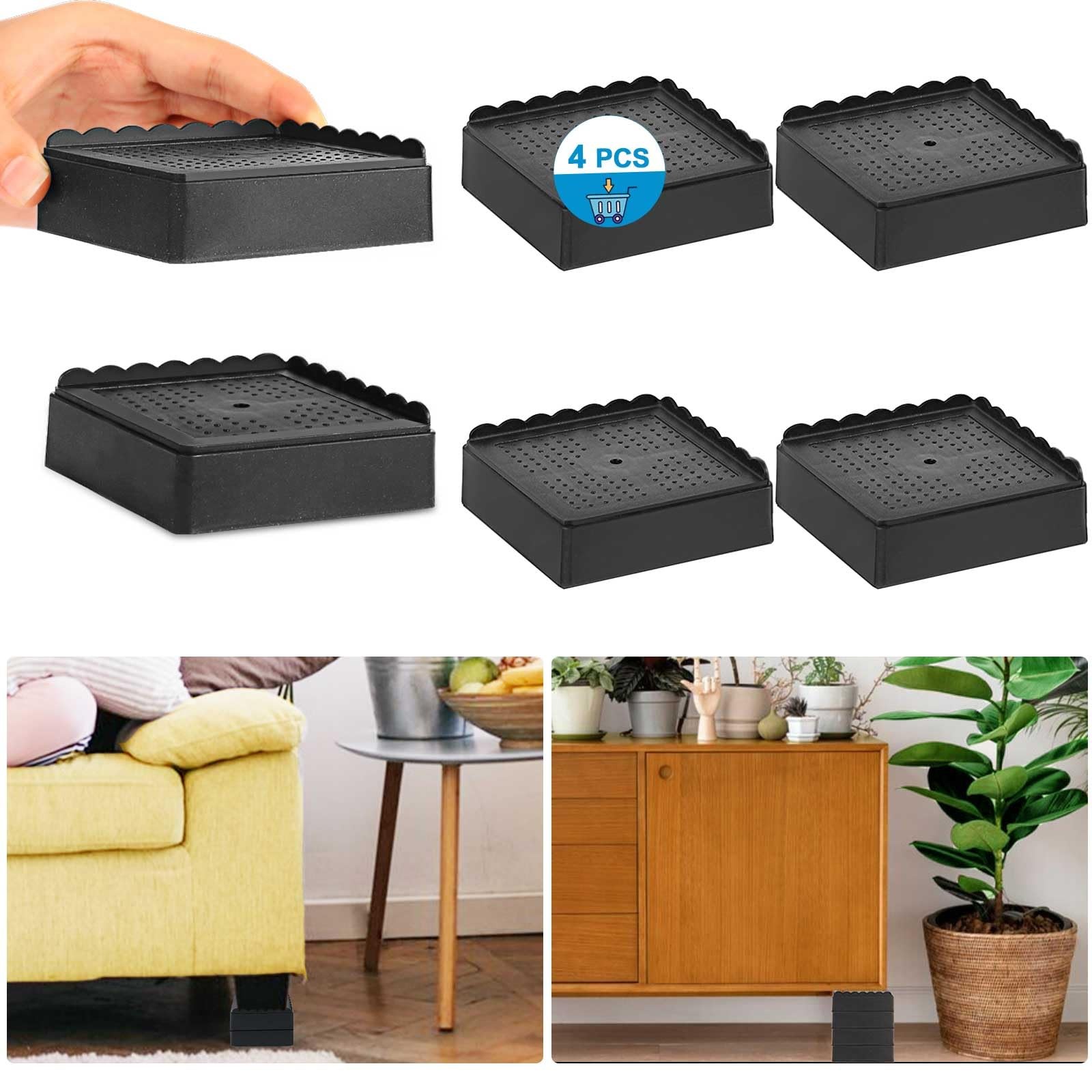Bed Risers 1 inch, 2 inch, 3 inch, 4 inch Heavy Duty, Adjustable Furniture Riser