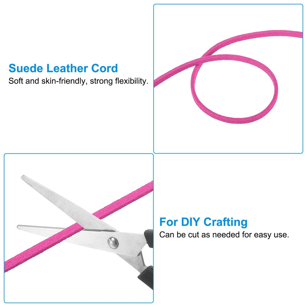 Suede Lanyard String with Roll Spool 2.5mm 98 Yard, Flat Microfiber Cord, Rose