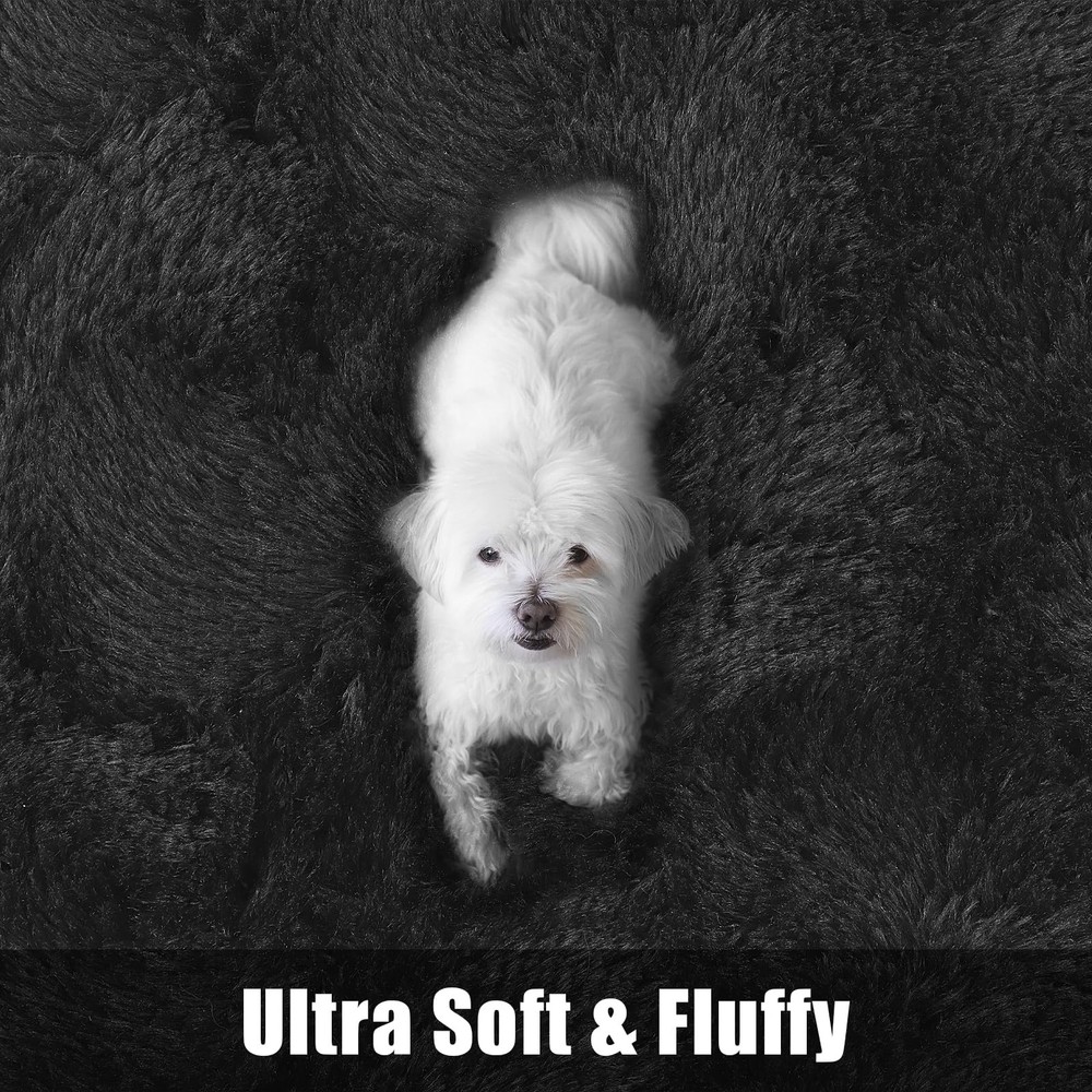 Macgace Fluffy Area Rugs for Bedroom Decor 3' x 5' (Rectangular), Black