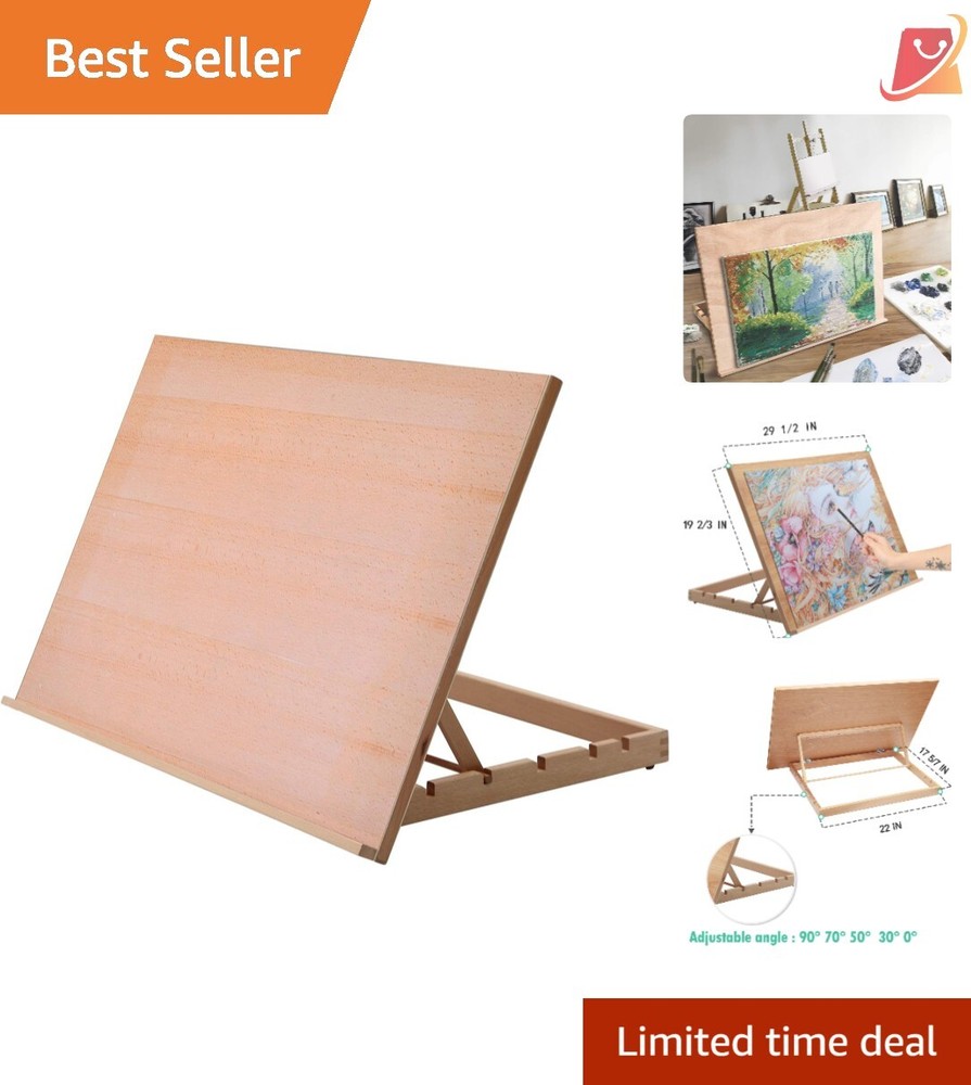Wood Drafting Table Easel Large 5-Position Adjustable Studio Drawing Board
