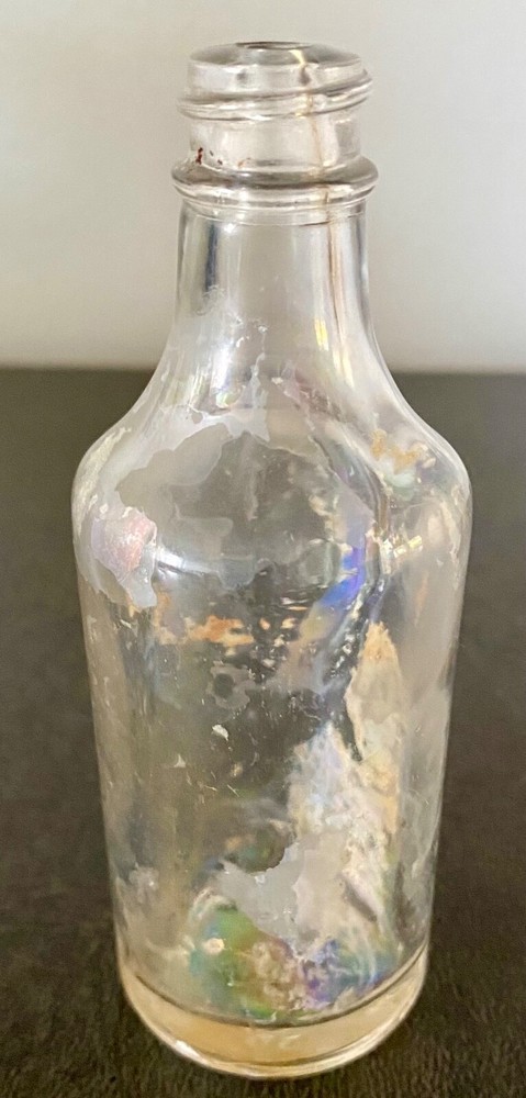Small Clear Iridized Glass Splash On Food Bottle
