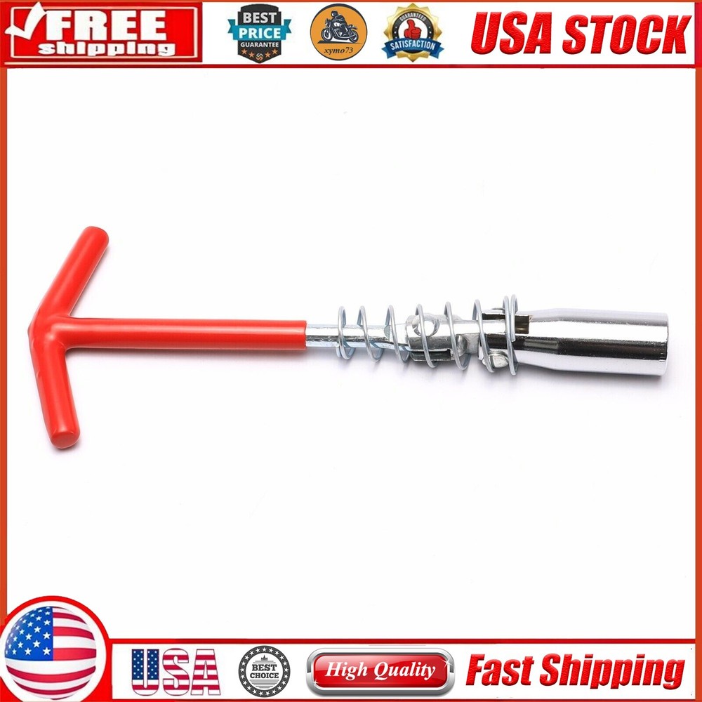16mm Ignition Spark Plug Removal Tool T-Handle Flexible Spanner Socket Wrench